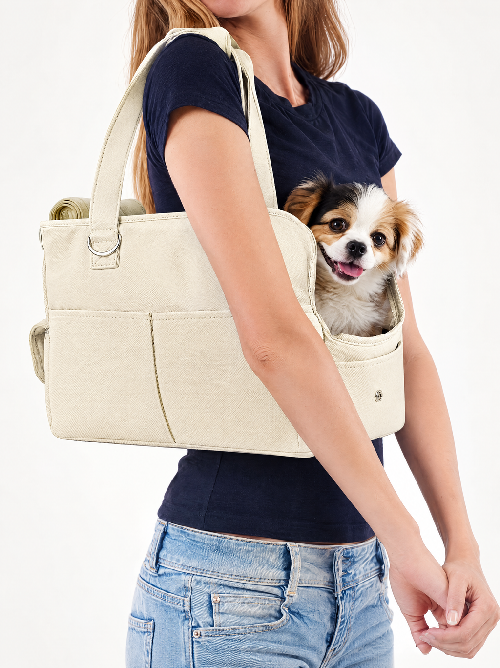 6-Pocket Oxford Cotton Pet Carrier Tote