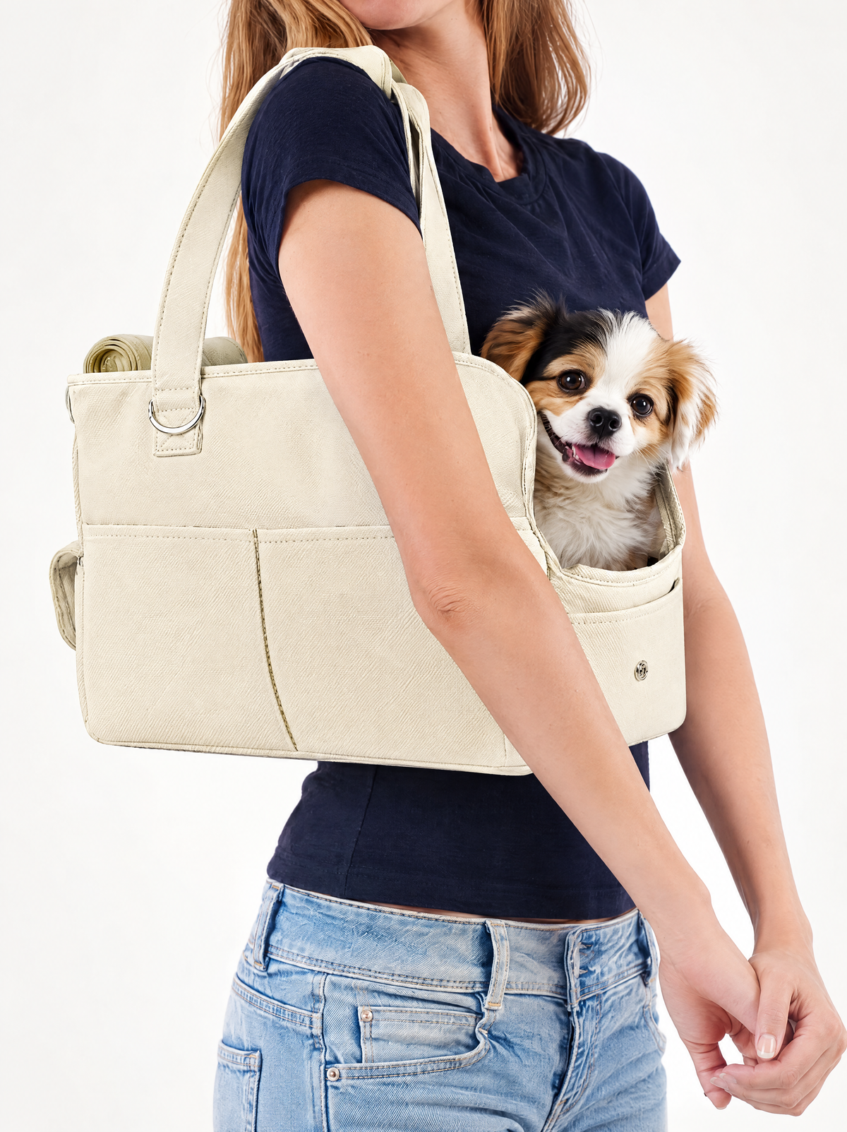 6-Pocket Oxford Cotton Pet Carrier Tote